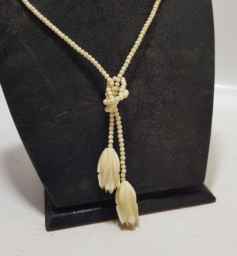 UÇ KISMI LALE FORML ÖZEL DİZAYN OSMANLI DÖNEMİ FİL DİŞİ GERDANLIK