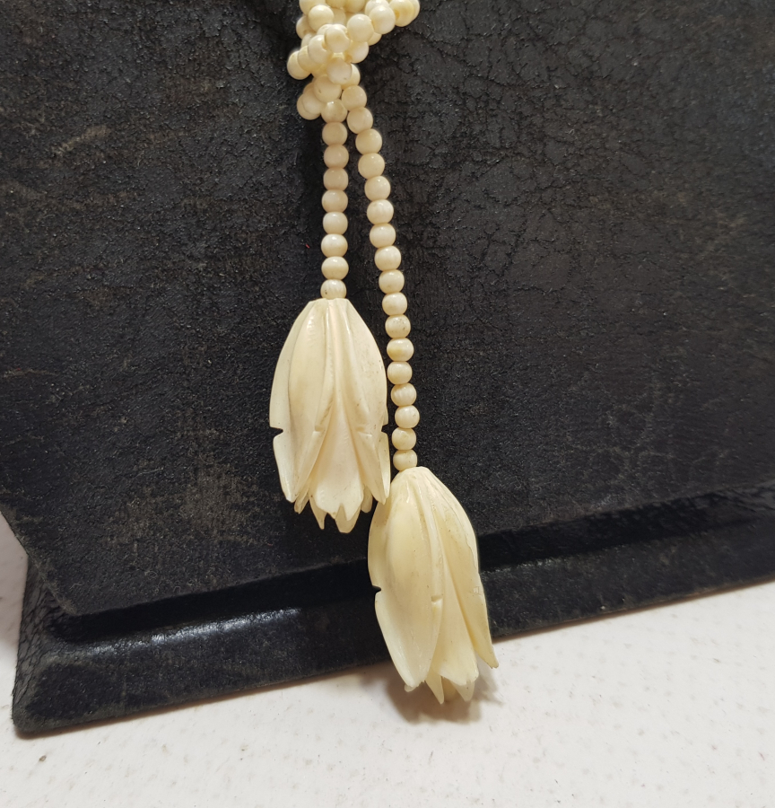 UÇ KISMI LALE FORML ÖZEL DİZAYN OSMANLI DÖNEMİ FİL DİŞİ GERDANLIK