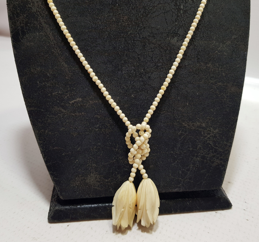 UÇ KISMI LALE FORML ÖZEL DİZAYN OSMANLI DÖNEMİ FİL DİŞİ GERDANLIK