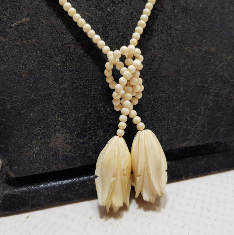 UÇ KISMI LALE FORML ÖZEL DİZAYN OSMANLI DÖNEMİ FİL DİŞİ GERDANLIK