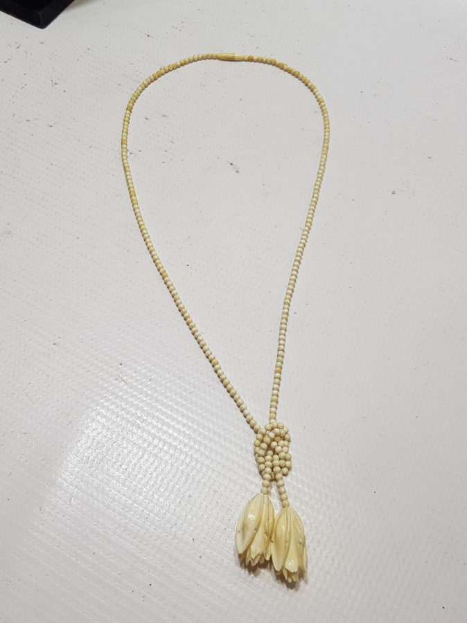 UÇ KISMI LALE FORML ÖZEL DİZAYN OSMANLI DÖNEMİ FİL DİŞİ GERDANLIK