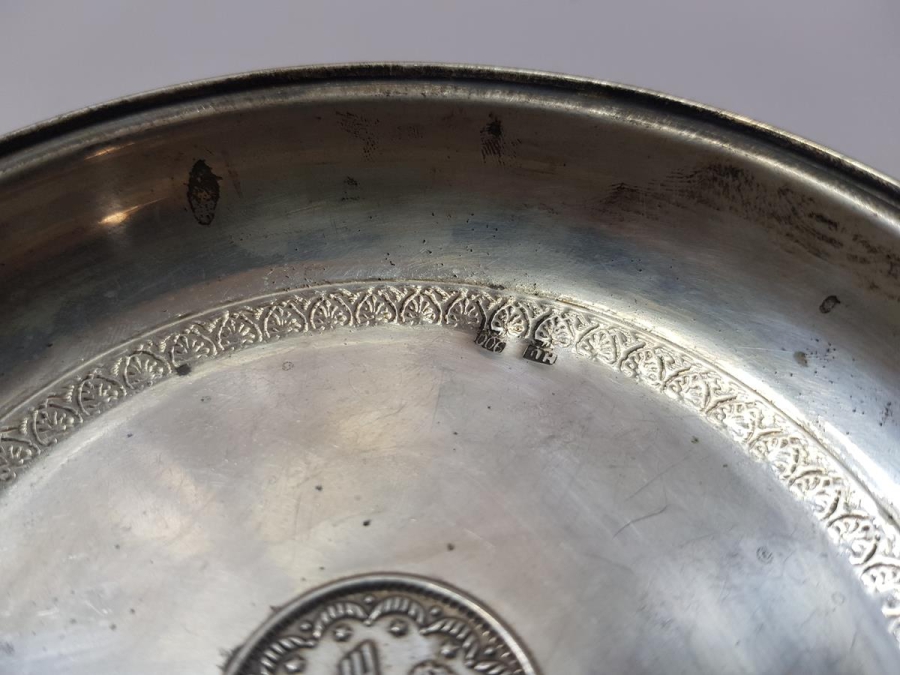 OSMANLI TUĞRALI GÜMÜŞ KINA TASI