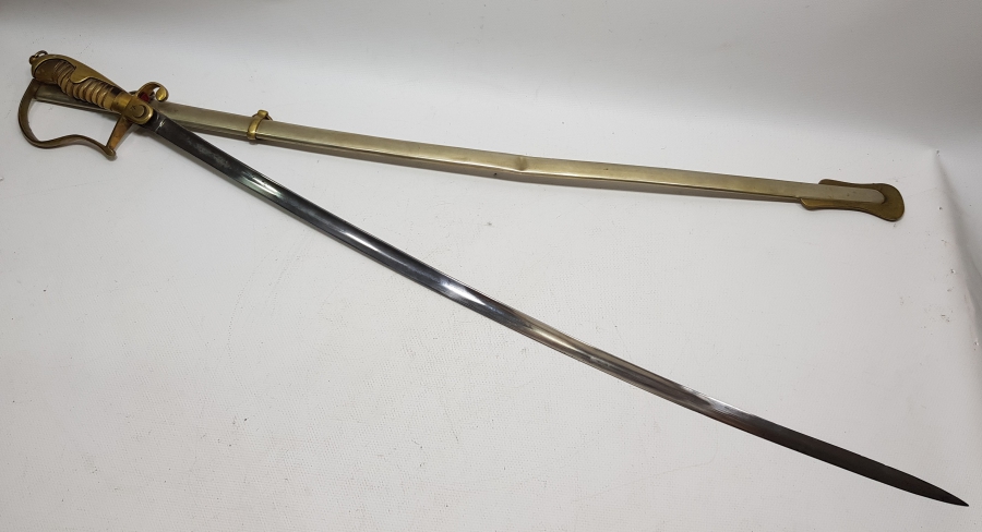 1. DÜNYA SAVAŞI DÖNEMİ BOYNUZ SAPLI VE AY YILDIZLI OSMANLI HAFİF SÜVARİ KILICI