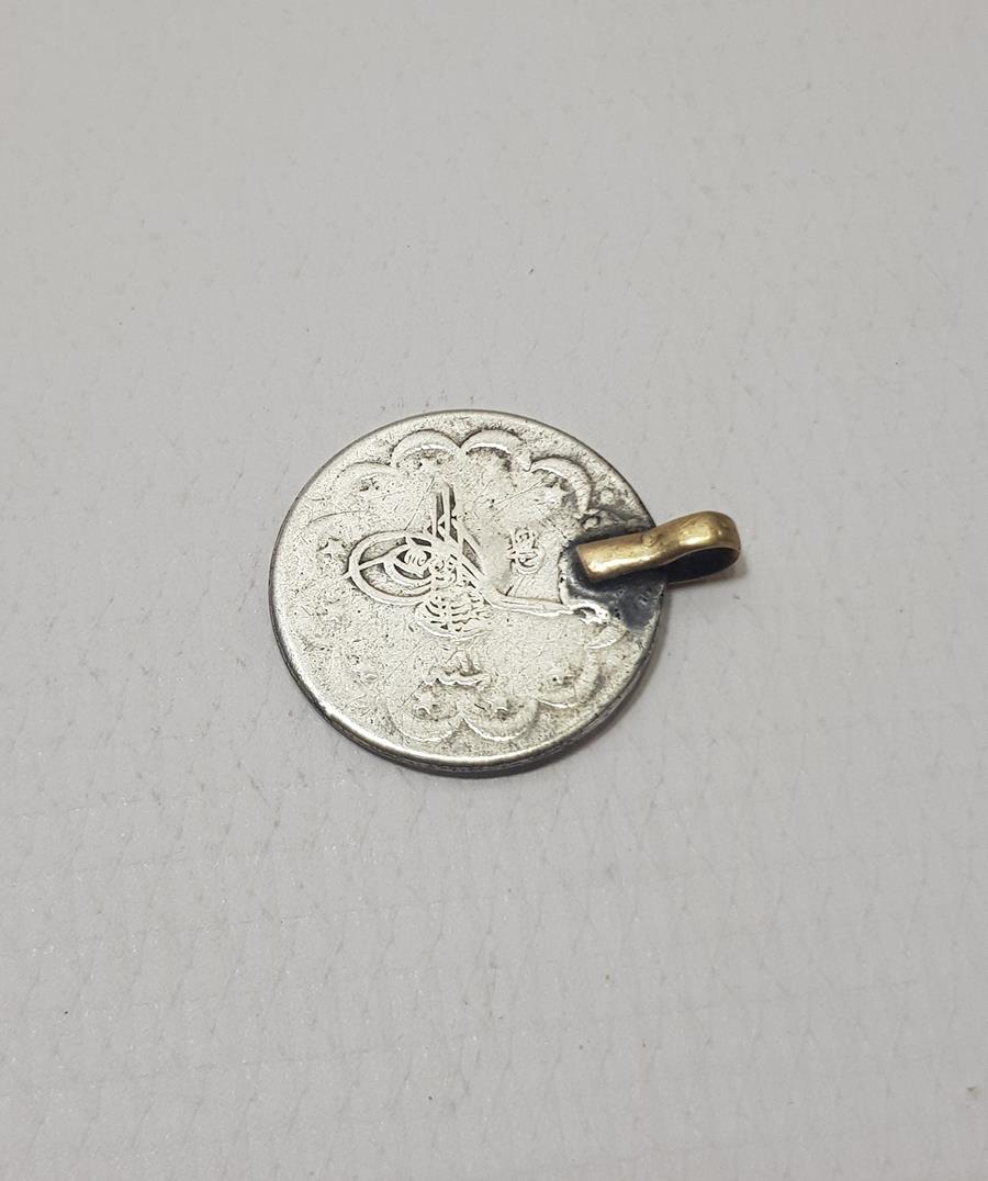 SULTAN ABDÜLHAMİD HAN DÖNEMİ GÜMÜŞ 5 KURUŞ KOLYE UCU