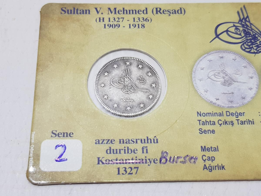SULTAN MEHMED REŞAD BURSA SEYAHAT PARASI GÜMÜŞ 2 KURUŞ