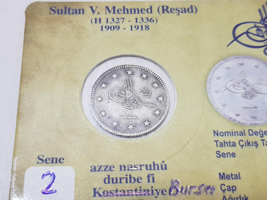 SULTAN MEHMED REŞAD BURSA SEYAHAT PARASI GÜMÜŞ 2 KURUŞ