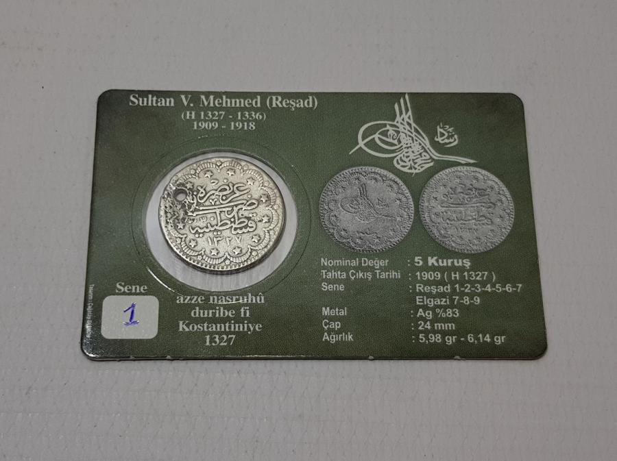 SULTAN MEHMET REŞAD DÖNEMİ GÜMÜŞ 5 KURUŞ MECİDİYE