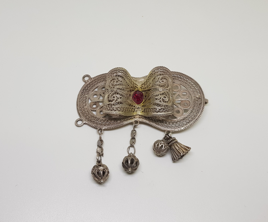 TELKARİ İŞÇİLİKLİ ANTİKA GÜMÜŞ KEMER TOKASI