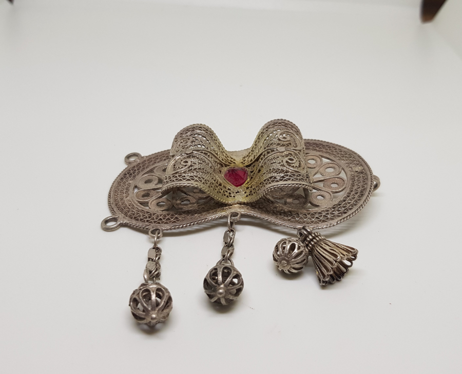 TELKARİ İŞÇİLİKLİ ANTİKA GÜMÜŞ KEMER TOKASI