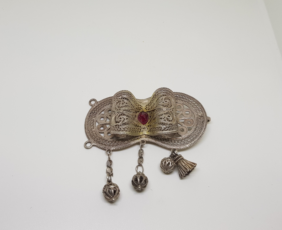 TELKARİ İŞÇİLİKLİ ANTİKA GÜMÜŞ KEMER TOKASI