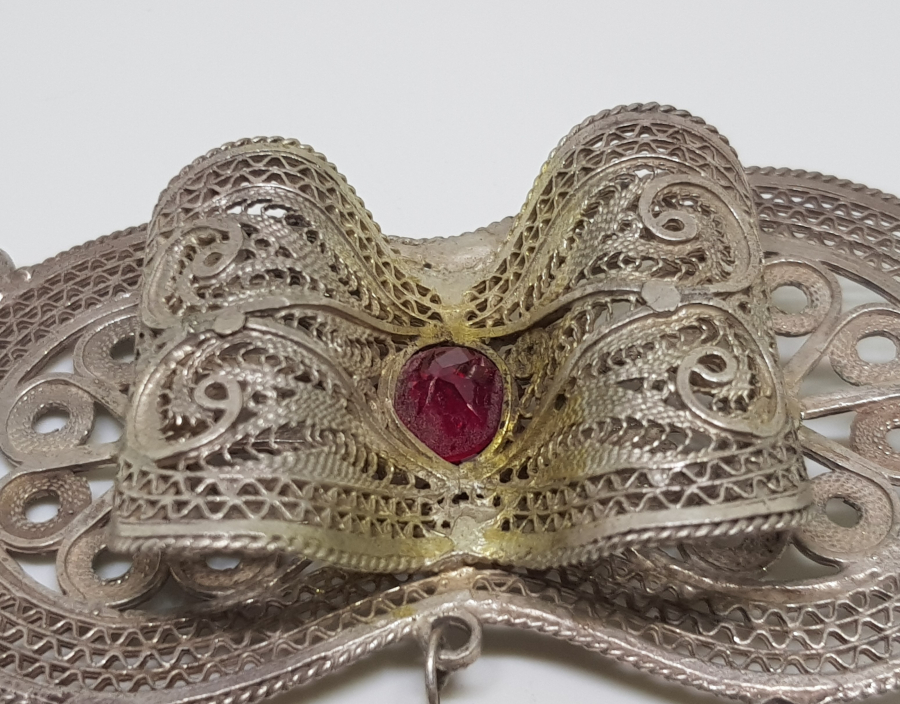 TELKARİ İŞÇİLİKLİ ANTİKA GÜMÜŞ KEMER TOKASI