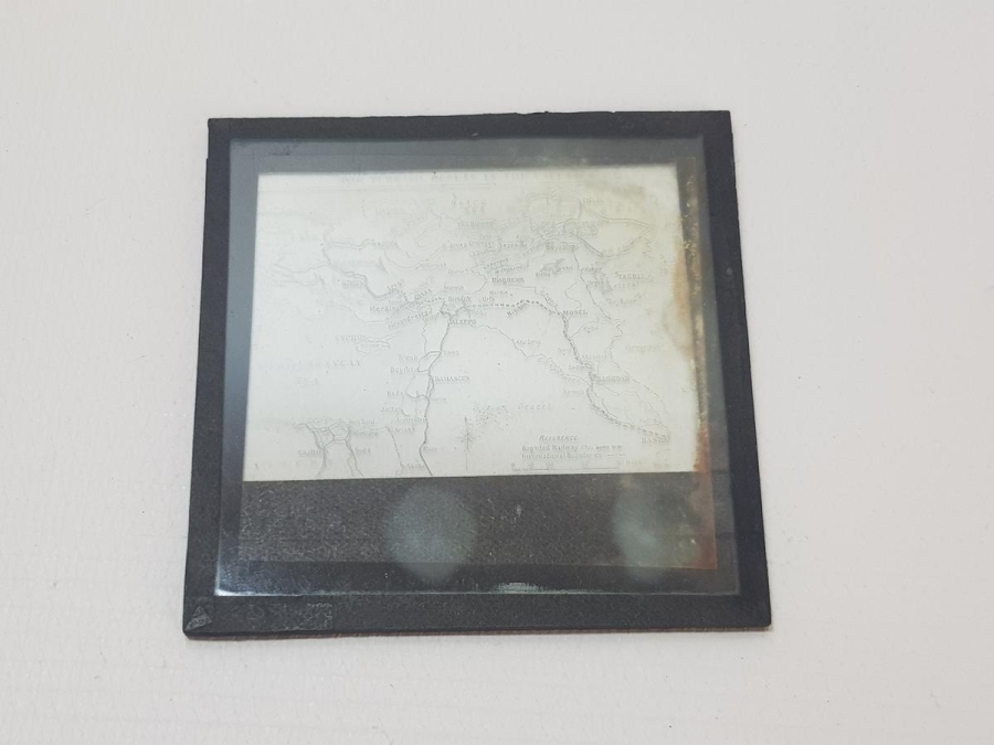 OSMANLI DÖNEMİ ANADOLU - BAĞDAT DEMİRYOLU HARİTASI CAM FOTOĞRAF NEGATİFİ