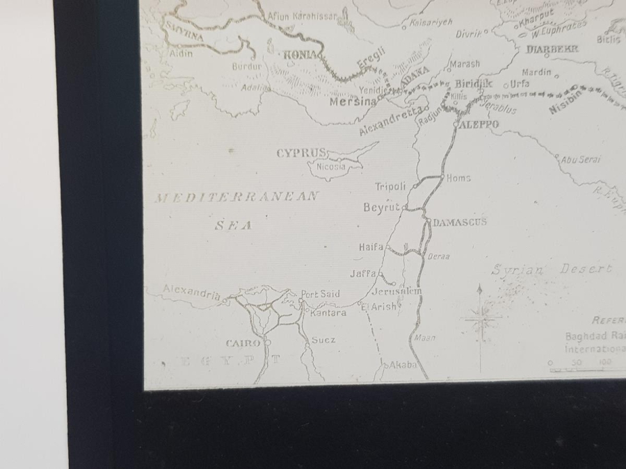 OSMANLI DÖNEMİ ANADOLU - BAĞDAT DEMİRYOLU HARİTASI CAM FOTOĞRAF NEGATİFİ