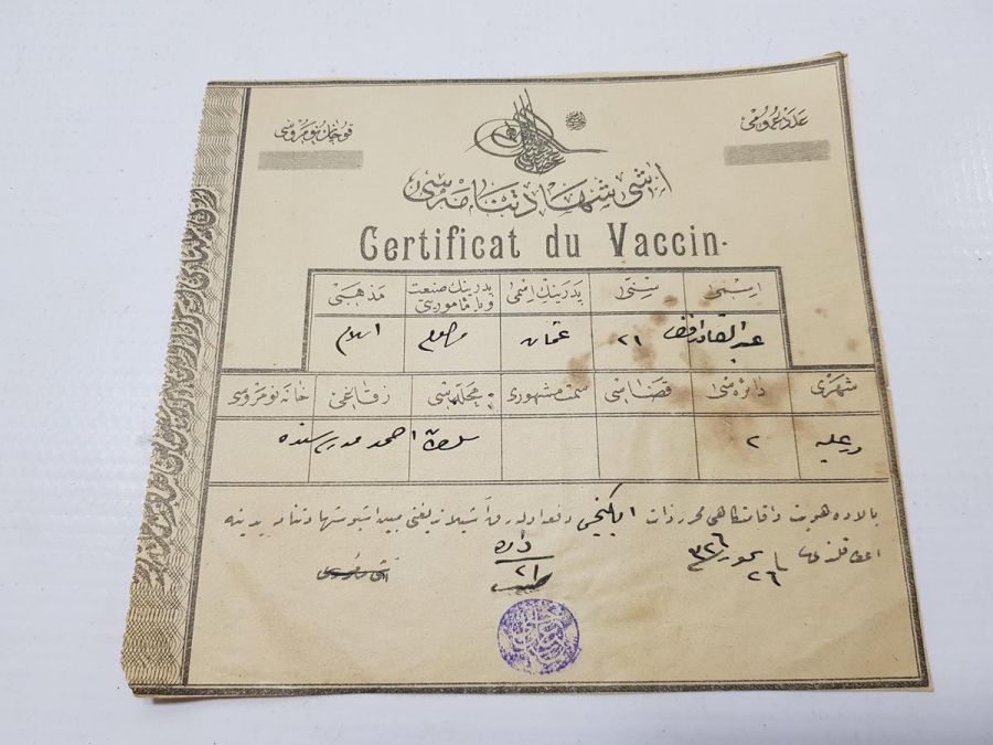 OSMANLI DÖNEMİ AŞI TASDİKNAMESİ