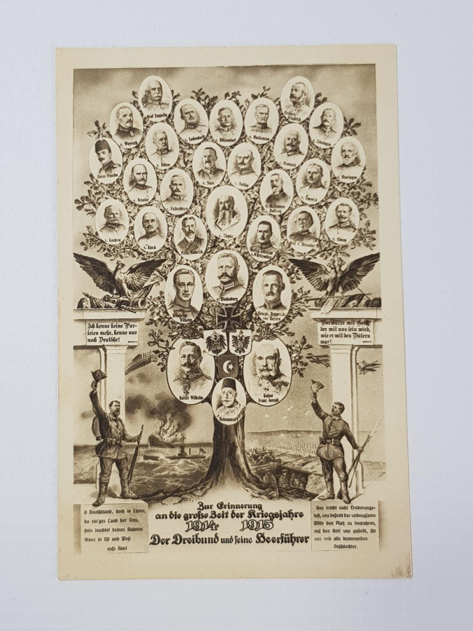 1. DÜNYA SAVAŞI İTTİFAK LİDERLER KONULU NADİR KARTPOSTAL