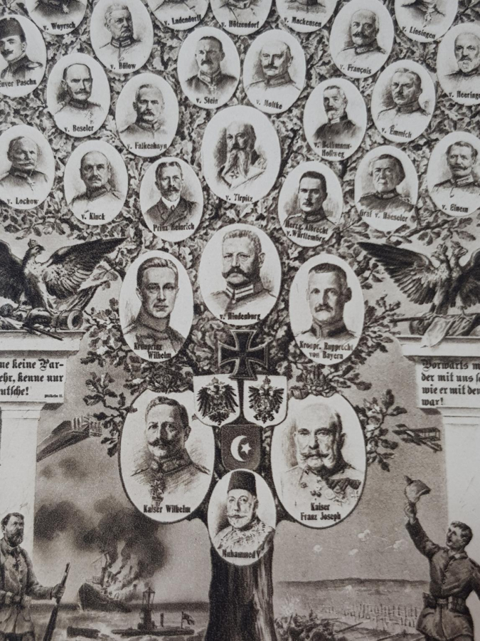 1. DÜNYA SAVAŞI İTTİFAK LİDERLER KONULU NADİR KARTPOSTAL