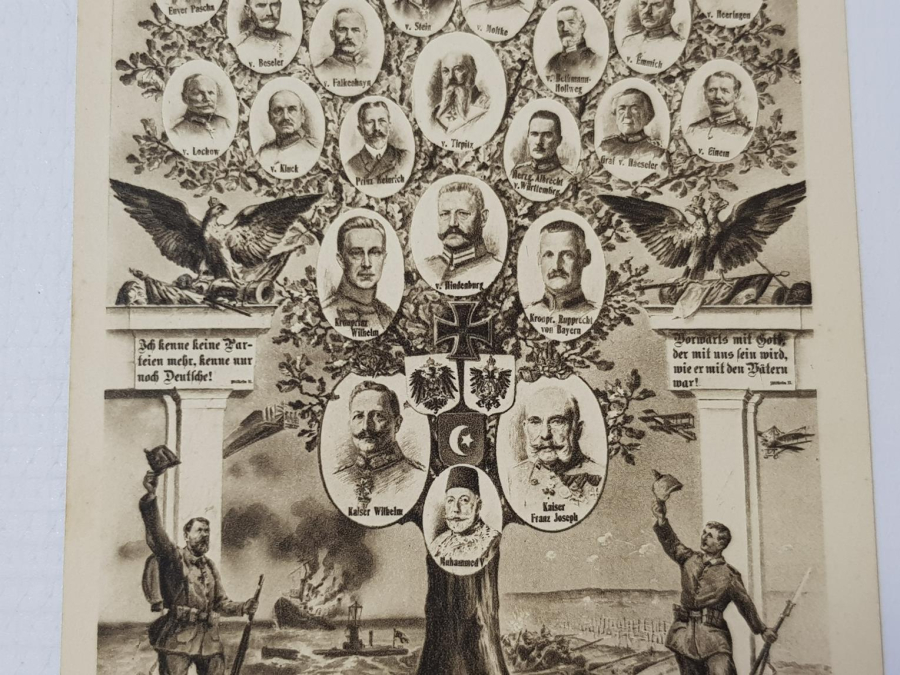 1. DÜNYA SAVAŞI İTTİFAK LİDERLER KONULU NADİR KARTPOSTAL