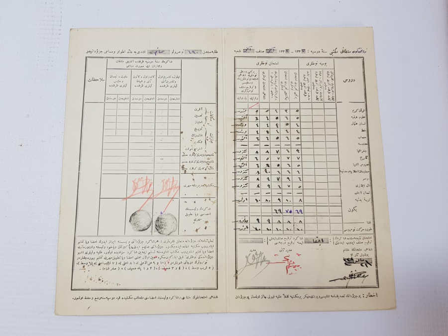 OSMANLI DÖNEMİ KADIKÖY MEKTEB-İ SULTANİ ÖĞRENCİ KARNESİ