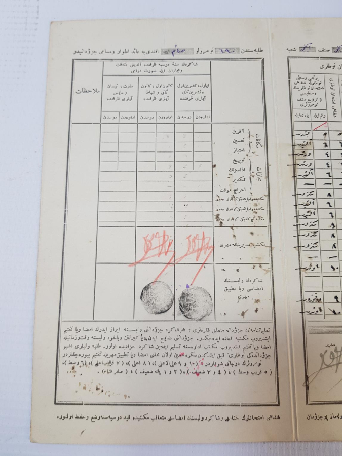 OSMANLI DÖNEMİ KADIKÖY MEKTEB-İ SULTANİ ÖĞRENCİ KARNESİ