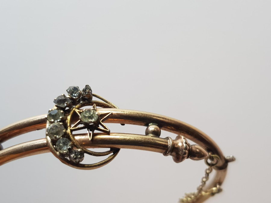 OSMANLI DÖNEMİ ZİRKON TAŞLARLA SÜSLÜ AY YILDIZ FORMLU ALTIN KAPLAMA BİLEZİK