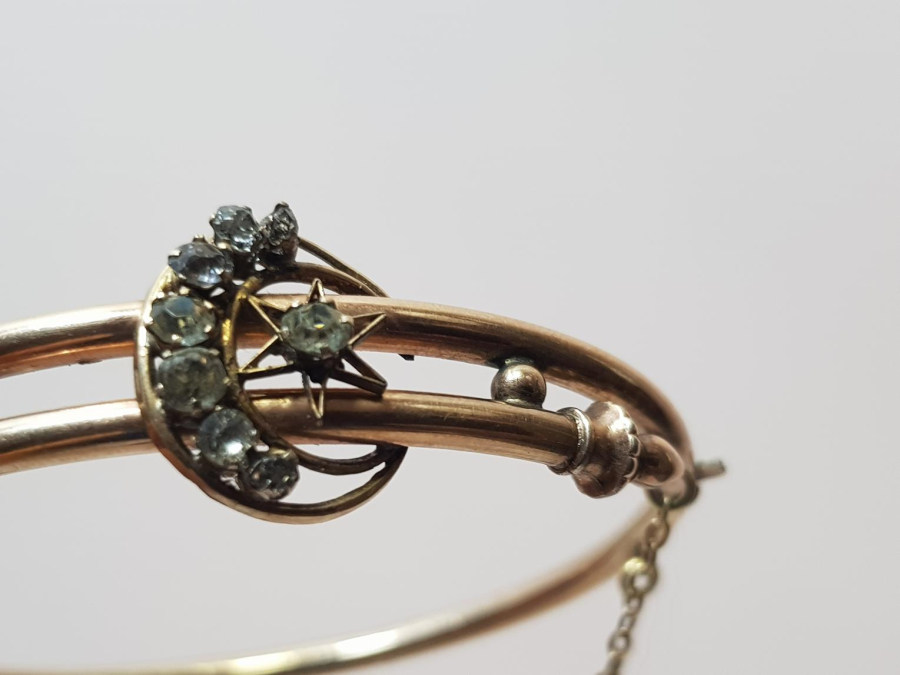 OSMANLI DÖNEMİ ZİRKON TAŞLARLA SÜSLÜ AY YILDIZ FORMLU ALTIN KAPLAMA BİLEZİK