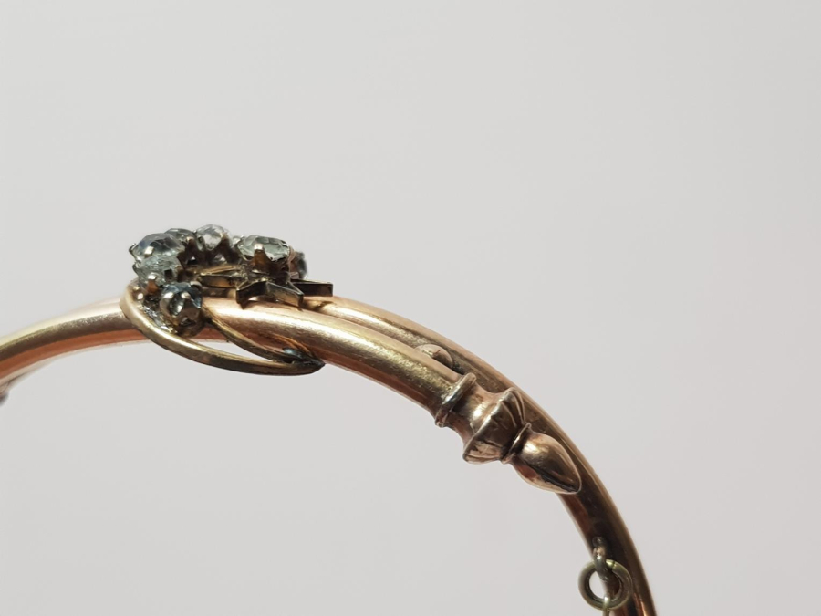 OSMANLI DÖNEMİ ZİRKON TAŞLARLA SÜSLÜ AY YILDIZ FORMLU ALTIN KAPLAMA BİLEZİK