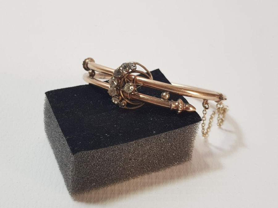 OSMANLI DÖNEMİ ZİRKON TAŞLARLA SÜSLÜ AY YILDIZ FORMLU ALTIN KAPLAMA BİLEZİK