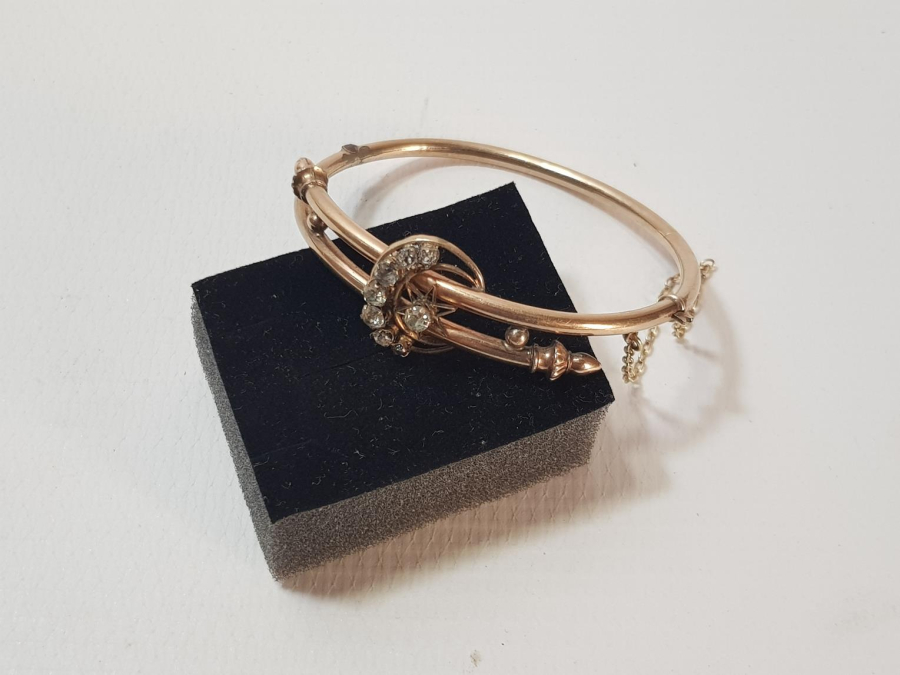 OSMANLI DÖNEMİ ZİRKON TAŞLARLA SÜSLÜ AY YILDIZ FORMLU ALTIN KAPLAMA BİLEZİK