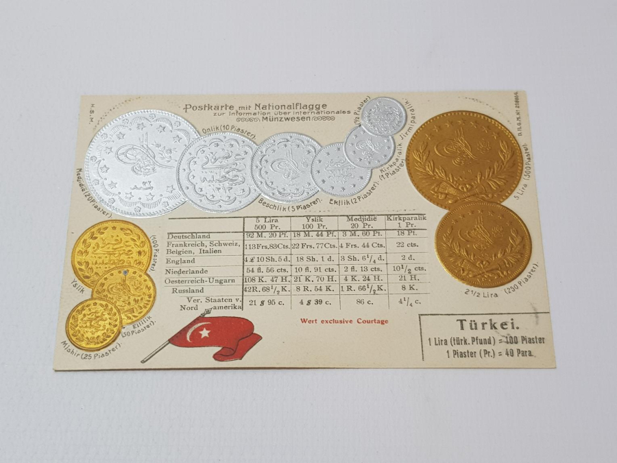 SULTAN ABDÜLHEMİD DÖNEMİ OSMANLI PARALARI TANITIM KARTPOSTALI