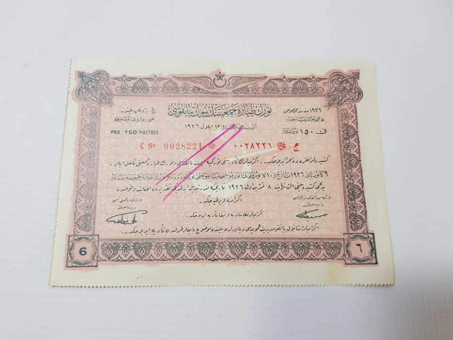 TÜRKİYE CUMHURİYETİ'NİN İLK PİYANGO BİLETİ