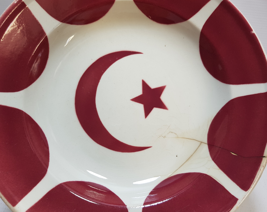 OSMANLI DÖNEMİ AY YILDIZLI PORSELEN TABAK