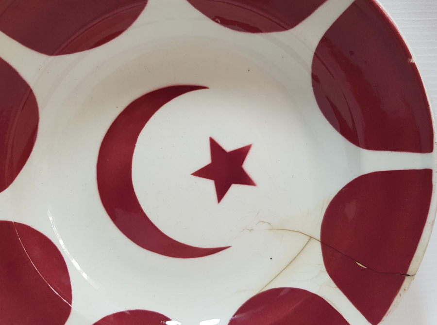 OSMANLI DÖNEMİ AY YILDIZLI PORSELEN TABAK