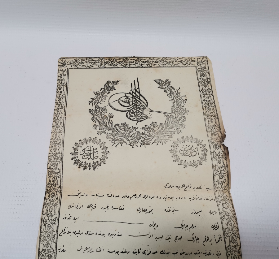 ABDÜLAZİZ HAN DÖNEMİ SARAYDAN VERİLMİŞ EL YAZMA NADİR SENEDİ HAKANİ