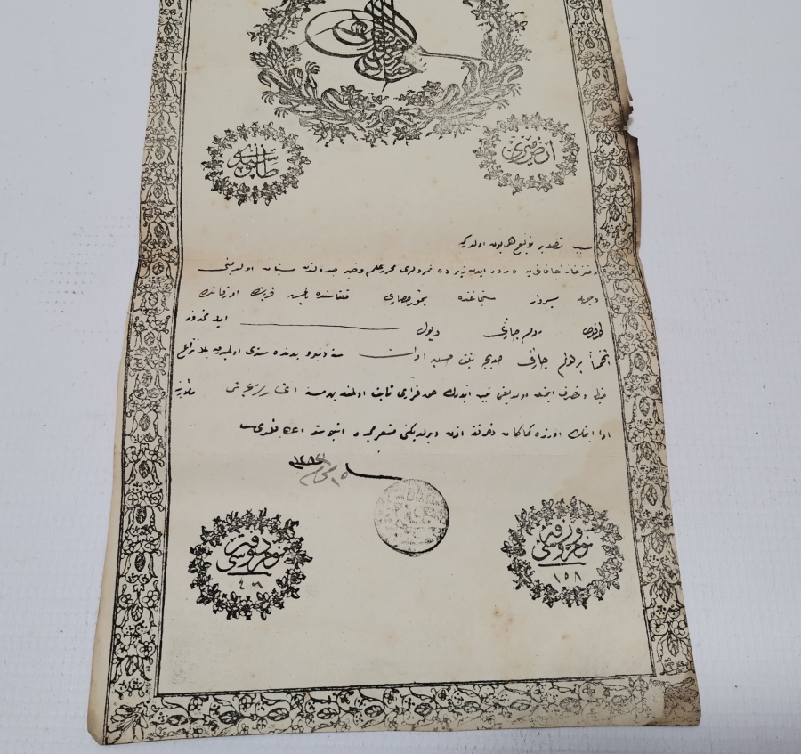 ABDÜLAZİZ HAN DÖNEMİ SARAYDAN VERİLMİŞ EL YAZMA NADİR SENEDİ HAKANİ