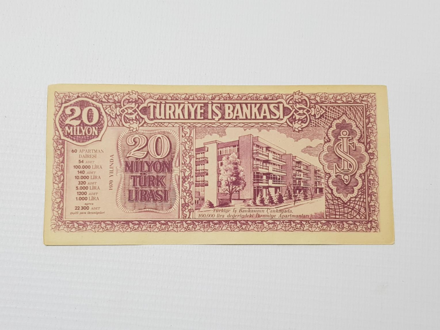 1970 TÜRKİYE İŞBANKASI PARA BENZERİ İKRAMİYE PLANI