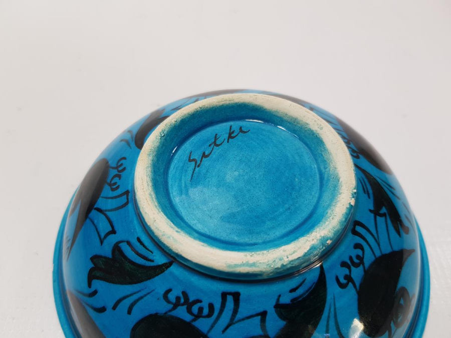 SITKI OLÇAR İMZALI KUŞLAR KONULU KÜTAHYA SERAMİK KASE