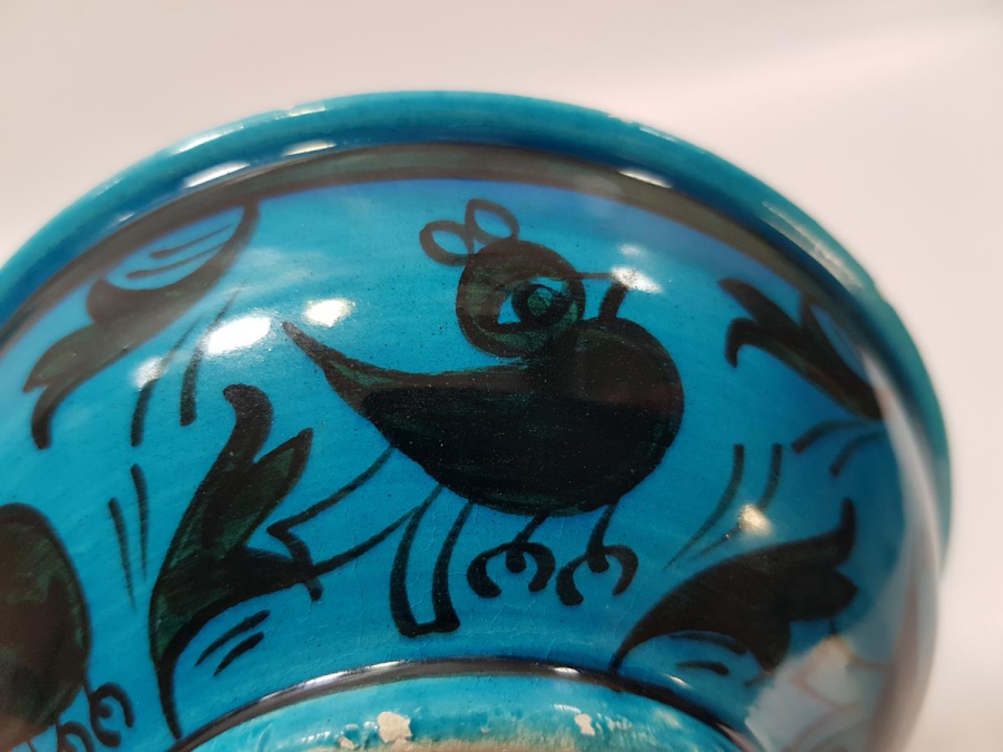 SITKI OLÇAR İMZALI KUŞLAR KONULU KÜTAHYA SERAMİK KASE