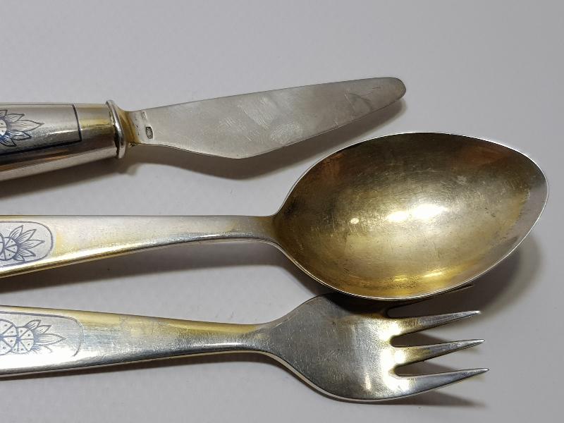 OSMANLI DÖNEMİ SAVATLI GÜMÜŞ ÇATAL - KAŞIK - BIÇAK SETİ