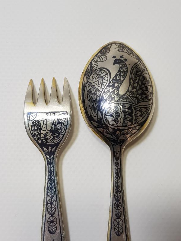 OSMANLI DÖNEMİ SAVATLI GÜMÜŞ ÇATAL - KAŞIK - BIÇAK SETİ