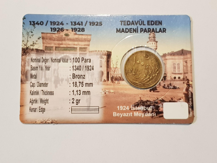 TÜRKİYE CUMHURİYETİNİN OSMANLICA YAZILI İLK PARASI - 100 PARA - NADİR