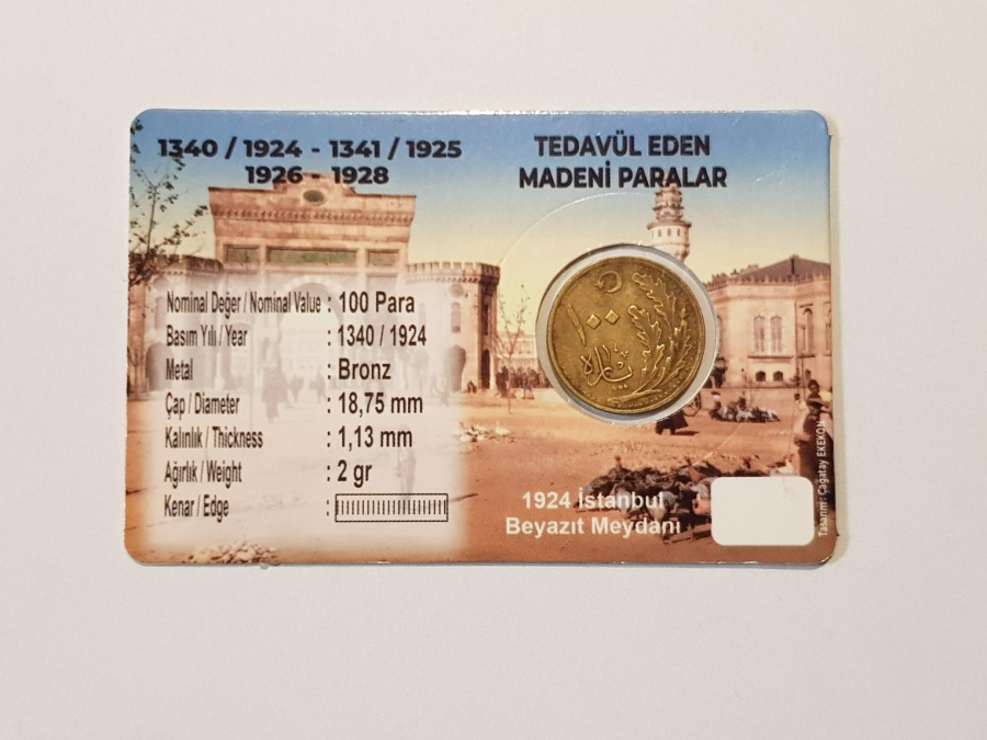 TÜRKİYE CUMHURİYETİNİN OSMANLICA YAZILI İLK PARASI - 100 PARA - NADİR