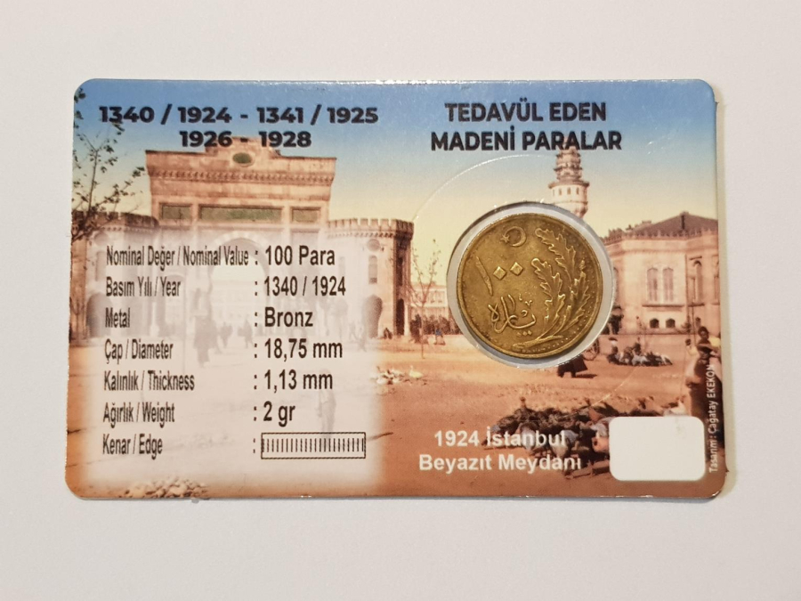 TÜRKİYE CUMHURİYETİNİN OSMANLICA YAZILI İLK PARASI - 100 PARA - NADİR