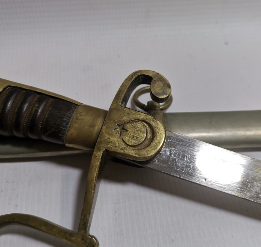 1. DÜNYA SAVAŞI DÖNEMİ BOYNUZ SAPLI VE AY YILDIZLI OSMANLI HAFİF SÜVARİ KILICI