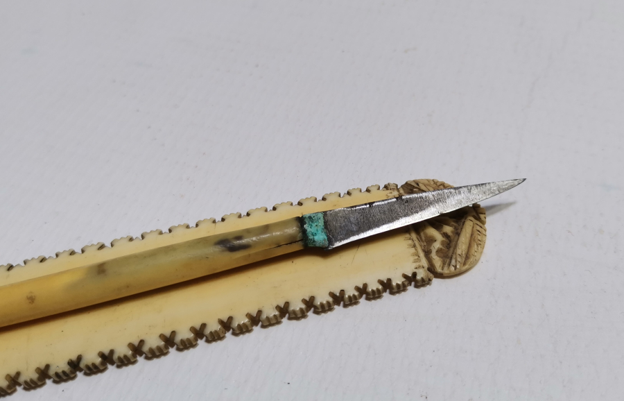 OSMANLI DÖNEMİ FİLDİŞİ SAPLI HATTAT BIÇAĞI VE FİLDİŞİ MAKTA TAKIMI