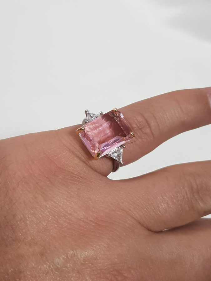 PEMBE ZİRKON TAŞLI BİJUTERİ YÜZÜK 