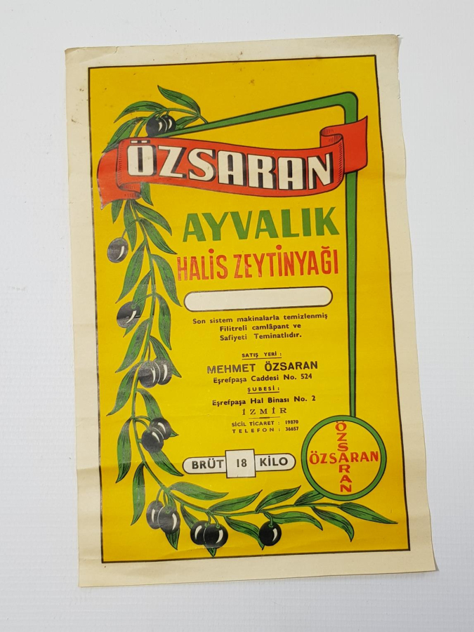 AYVALIK ÖZSARAN ZEYTİNYAĞI ETİKETİ - İLK KEZ GÖRÜLÜYOR!