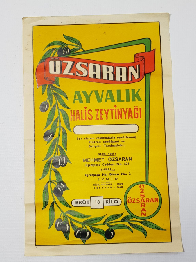 AYVALIK ÖZSARAN ZEYTİNYAĞI ETİKETİ - İLK KEZ GÖRÜLÜYOR!