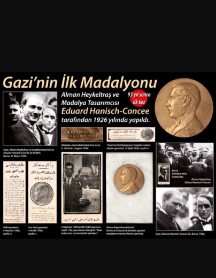 OSMANLICA GAZİ MUSTAFA KEMAL İMZALI BÜYÜK BOY ATATÜRK MADALYON