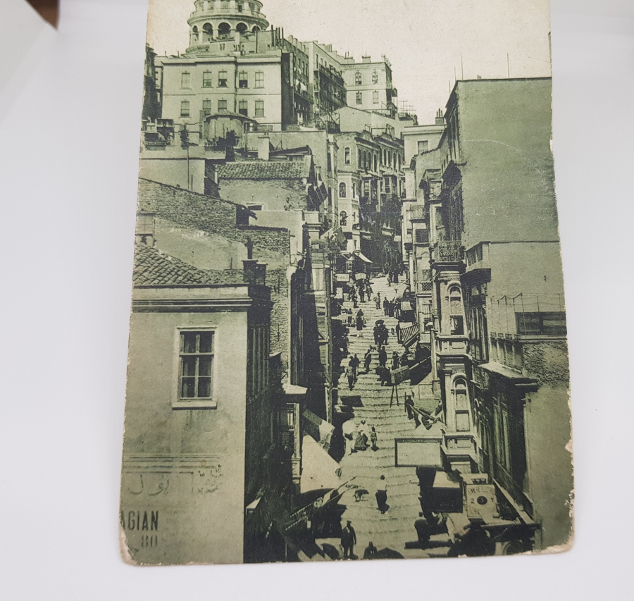 OSMANLI DÖNEMİ PERA YÜKSEK KALDIRIM GÖRSELLİ KARTPOSTAL