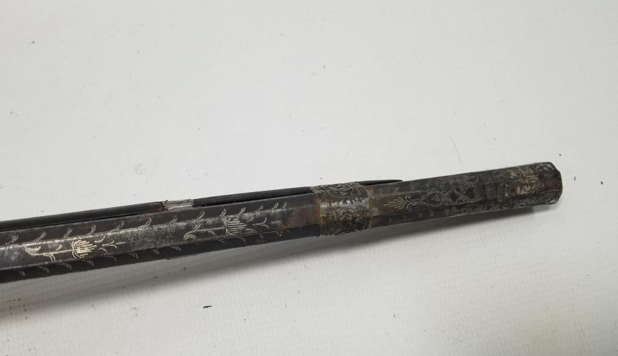 NAMLUSU BOYDAN BOYA GÜMÜŞ ÇAKMA İŞÇİLİKLİ NADİR OSMANLI DÖNEMİ KALE TÜFEĞİ